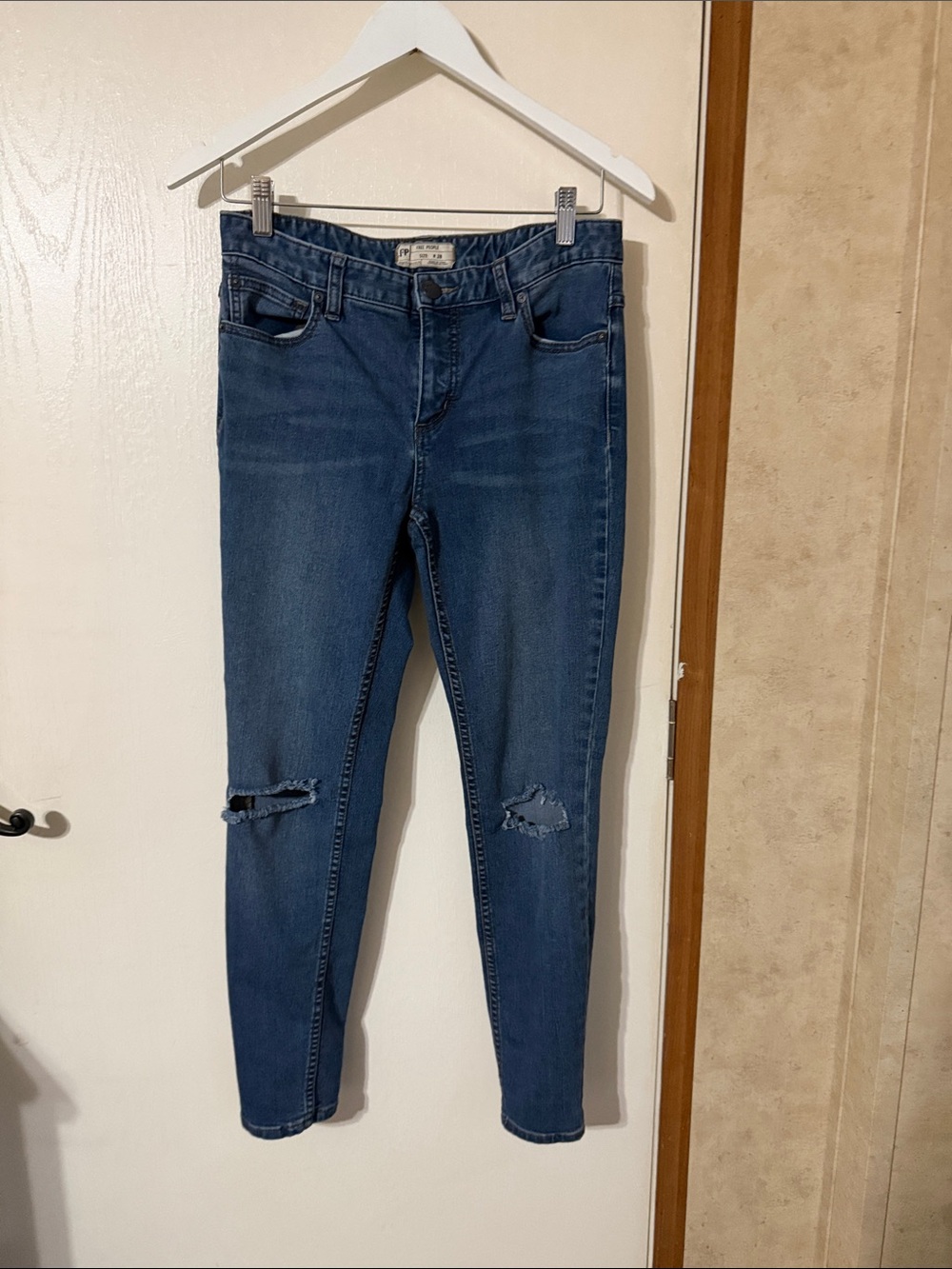 Free People Dark Blue Distressed Women's Skinny Jeans